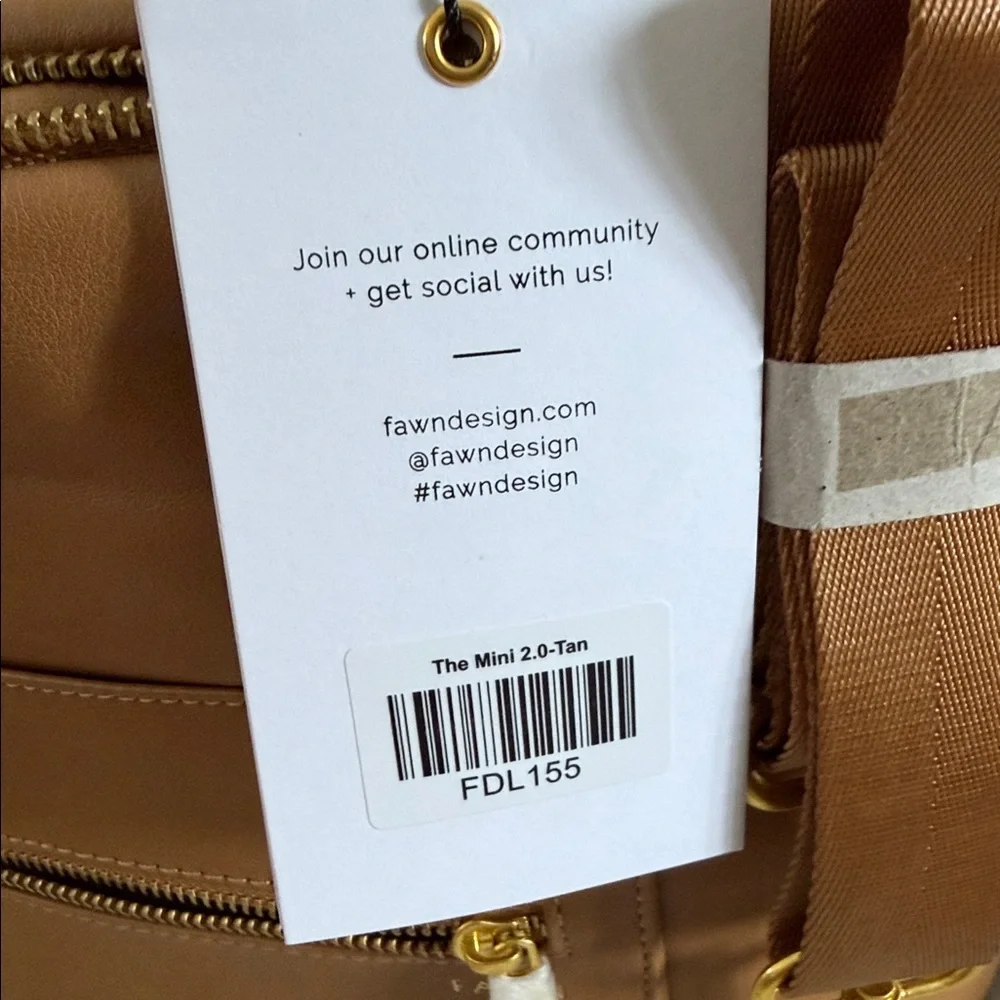 NWT Fawn Design Mini Diaper Backpack-Carmel Tan Vegan Leather + Accessories